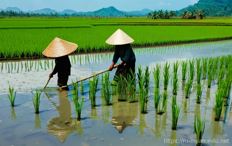 미얀마 시골 농촌 생활 다큐멘터리 - **Morning Serenity in a Burmese Village at Dawn:**
    A picturesque aerial view of a traditional Bu...