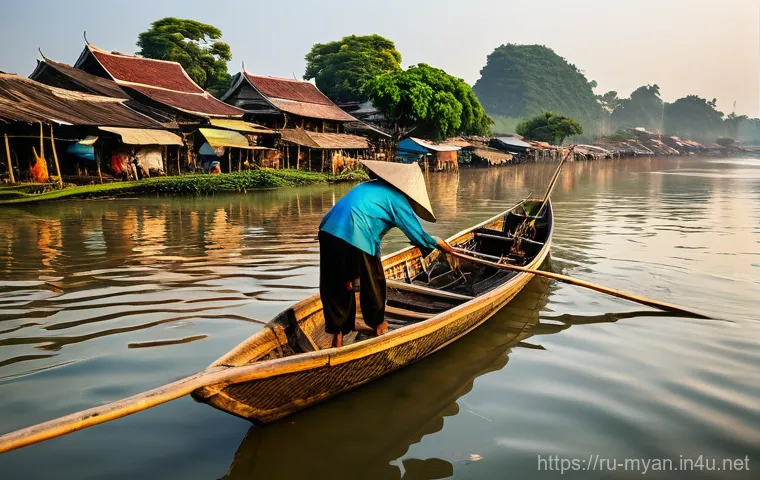 미얀마 시골 농촌 생활 다큐멘터리 - **Harmonious Rice Cultivation in Myanmar:**
    A vibrant, wide-angle shot of a vast expanse of lush...