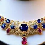 Home 19 미얀마 전통 보석 가공 공정 - **Prompt 1: Exquisite Burmese Gemstones in Elegant Jewelry**
"A close-up, highly detailed image ...