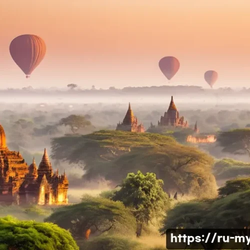 Home 30 미얀마 기후와 여행 적기 - A breathtaking panoramic view of the ancient pagodas of Bagan, Myanmar, at sunrise. The sky is paint...