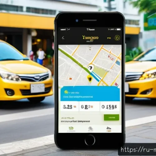 Home 28 미얀마에서 카카오택시 앱 활용법 - A friendly, modern smartphone screen displaying the KakaoTaxi app interface in Russian language, sho...