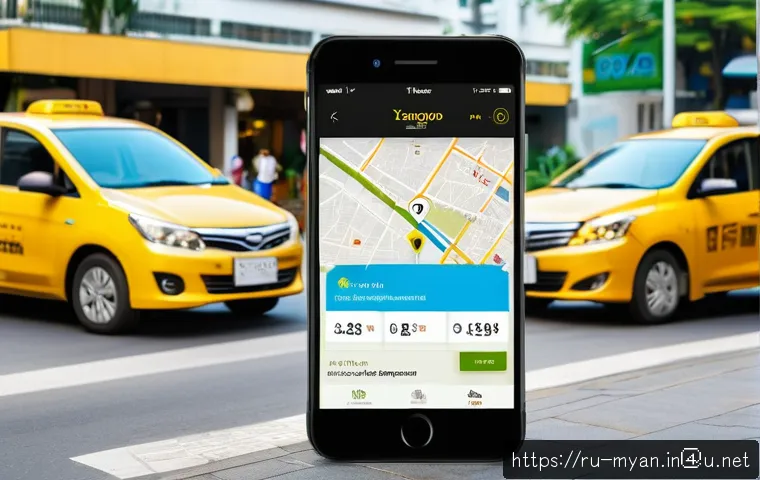 미얀마에서 카카오택시 앱 활용법 - A friendly, modern smartphone screen displaying the KakaoTaxi app interface in Russian language, sho...